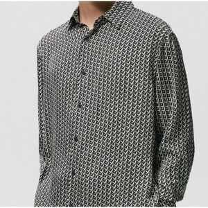 ZARA‎ Mens Regular Fit Long Sleeve Button Down Shirt Geometric Print Size M